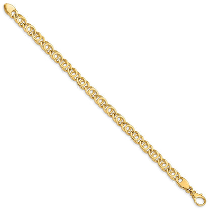 10K Gelbgold 7mm Hand Poliert Fantasieglieder Gliederarmband