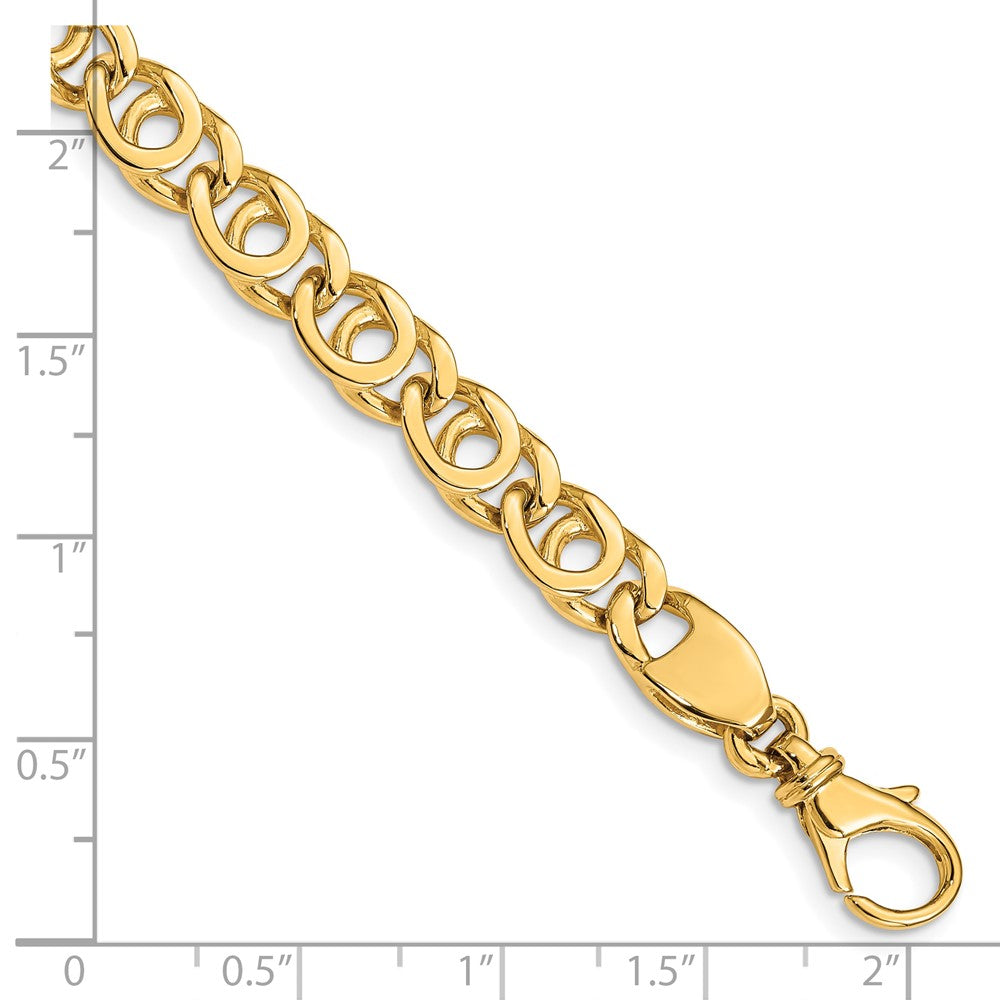 10K Gelbgold 7mm Hand Poliert Fantasieglieder Gliederarmband