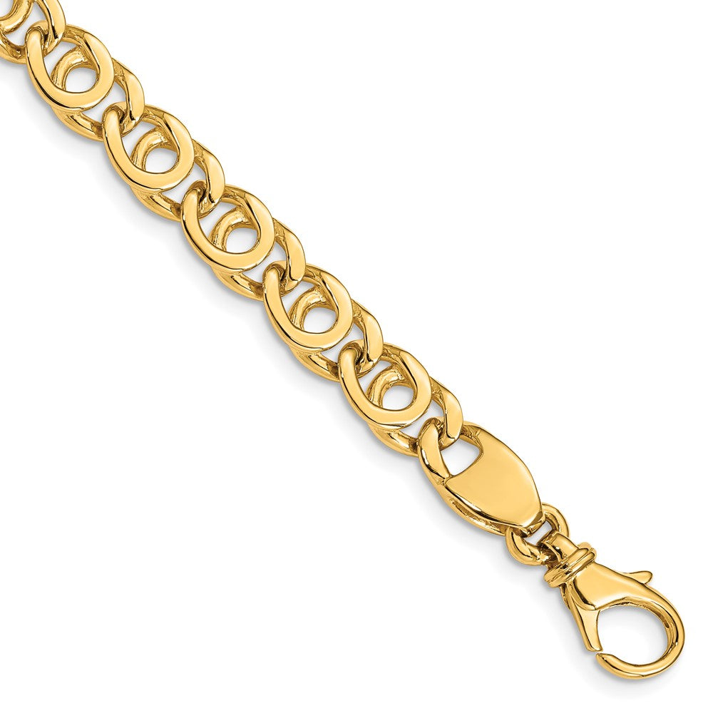10K Gelbgold 7mm Hand Poliert Fantasieglieder Gliederarmband