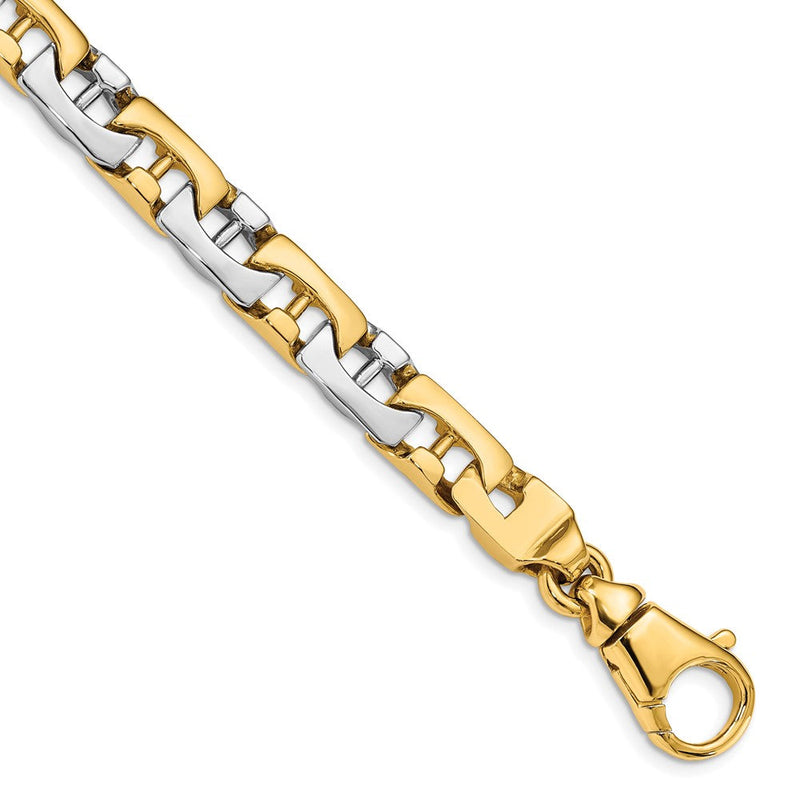 10K Bicolor 8.5mm Hand-polished Fantasieglieder Gliederarmband