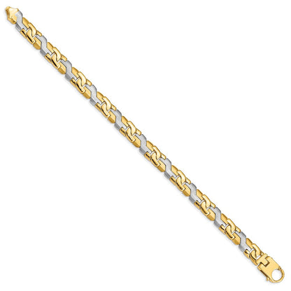 10K Bicolor 8.8mm Satiniert & Hand Poliert Fantasieglieder Gliederarmband