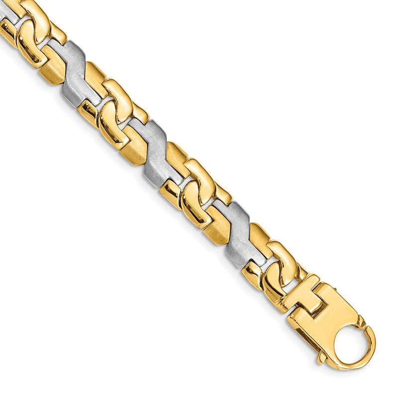 10K Bicolor 8.8mm Satiniert & Hand Poliert Fantasieglieder Gliederarmband
