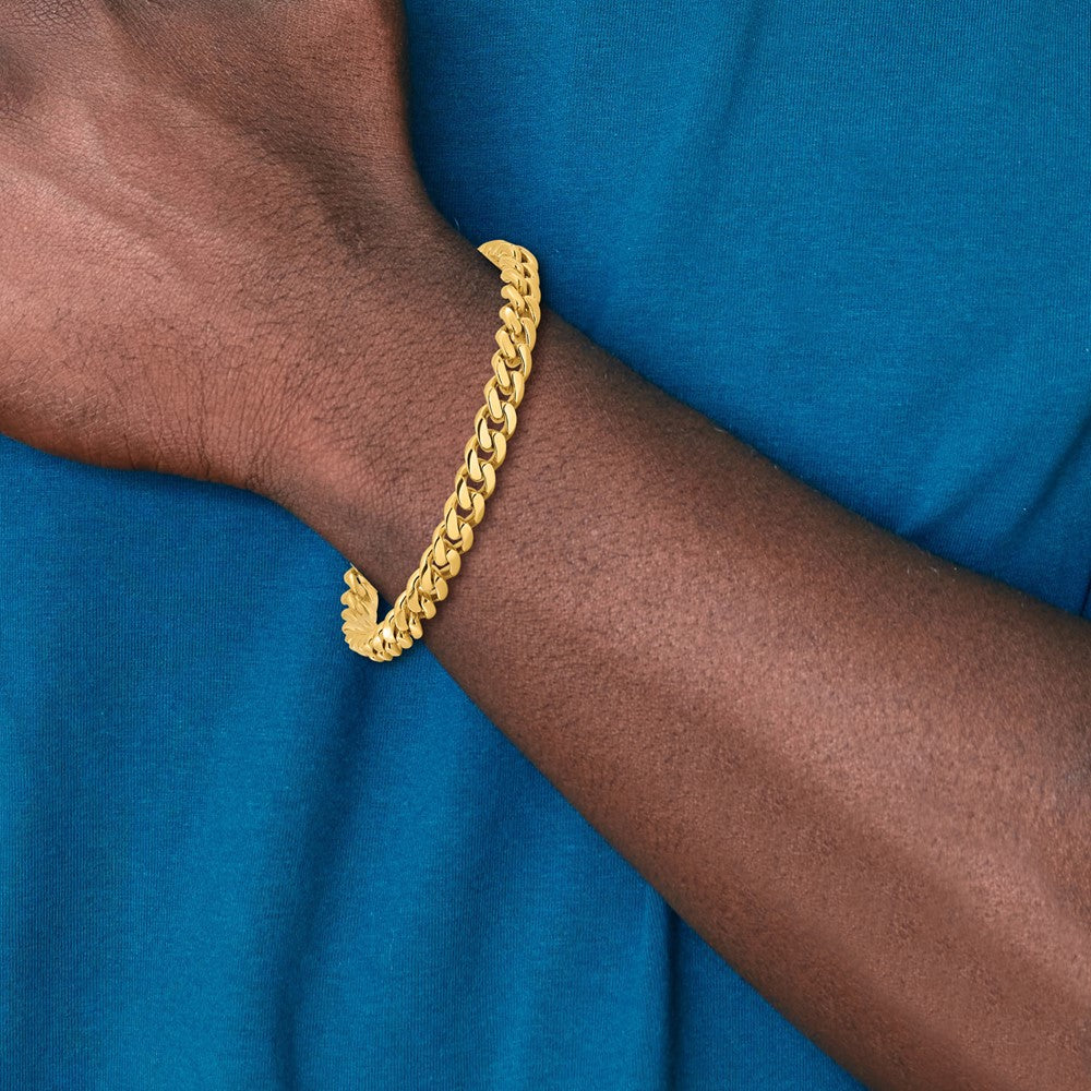 10K Gelbgold 7mm Hand-polished Miami Kubanisch Gliederarmband