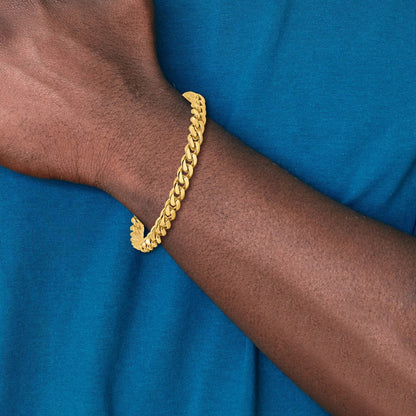 10K Gelbgold 7mm Hand-polished Miami Kubanisch Gliederarmband
