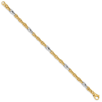 10K Bicolor 5.38mm Hand-polished Fantasieglieder Gliederarmband