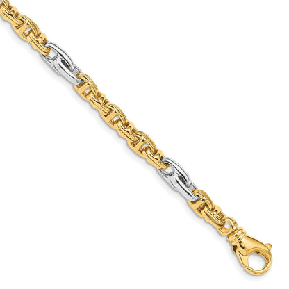 10K Bicolor 5.38mm Hand-polished Fantasieglieder Gliederarmband