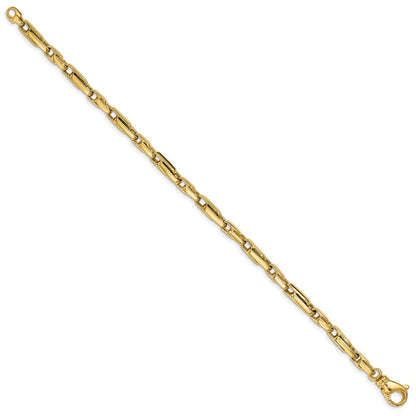 10K Gelbgold 5mm Hand-polished Fantasieglieder Gliederarmband