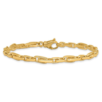 10K Gelbgold 5mm Hand-polished Fantasieglieder Gliederarmband