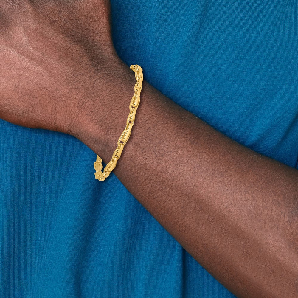 10K Gelbgold 5mm Hand-polished Fantasieglieder Gliederarmband