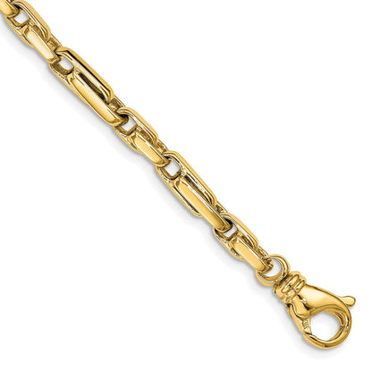 10K Gelbgold 5mm Hand-polished Fantasieglieder Gliederarmband