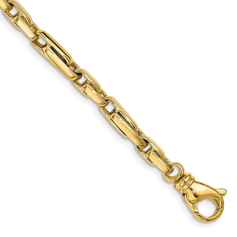 10K Gelbgold 5mm Hand-polished Fantasieglieder Gliederarmband