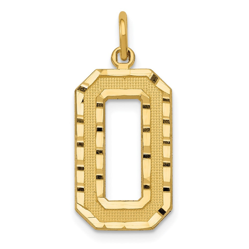 10K Gelbgold Groß Gebürstet Diamantiert Zahl 0 Charm