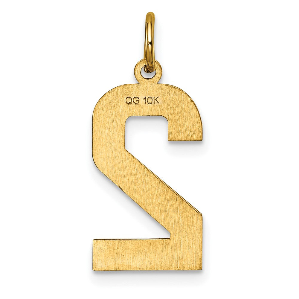 10K Gelbgold 10ky Casted Groß Diamantiert Zahl 2 Charm