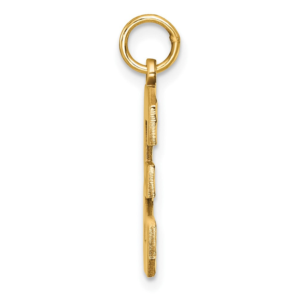 10K Gelbgold 10ky Casted Groß Diamantiert Zahl 3 Charm
