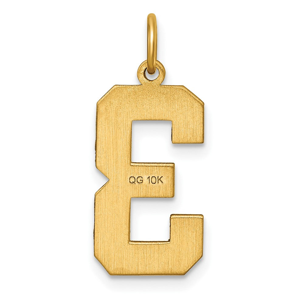 10K Gelbgold 10ky Casted Groß Diamantiert Zahl 3 Charm