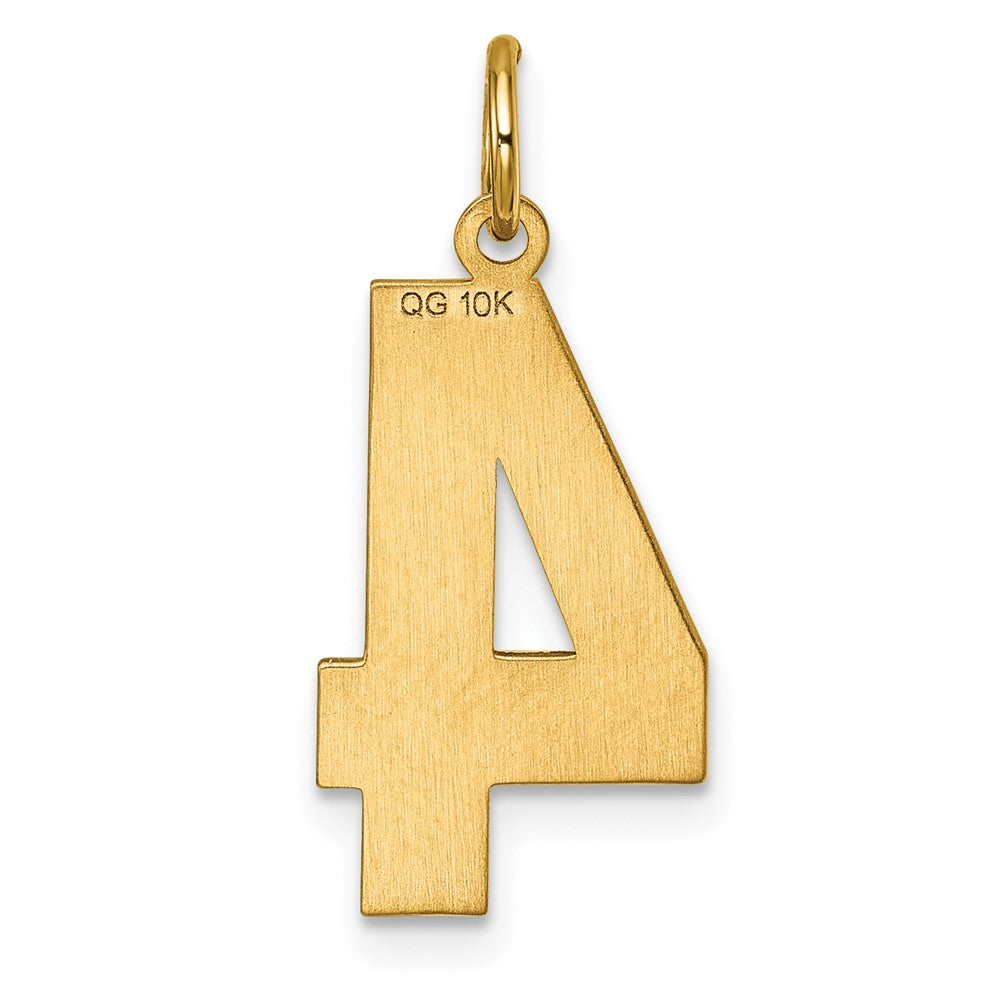 10K Gelbgold 10ky Casted Groß Diamantiert Zahl 4 Charm
