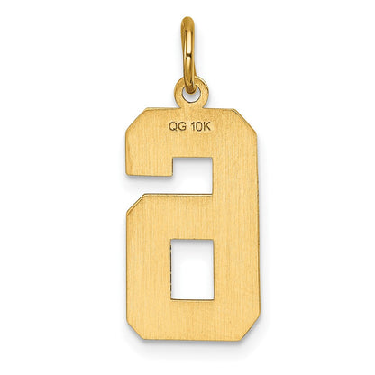 10K Gelbgold 10ky Casted Groß Diamantiert Zahl 6 Charm