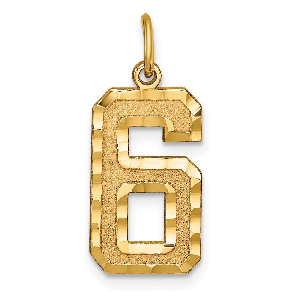 10K Gelbgold 10ky Casted Groß Diamantiert Zahl 6 Charm