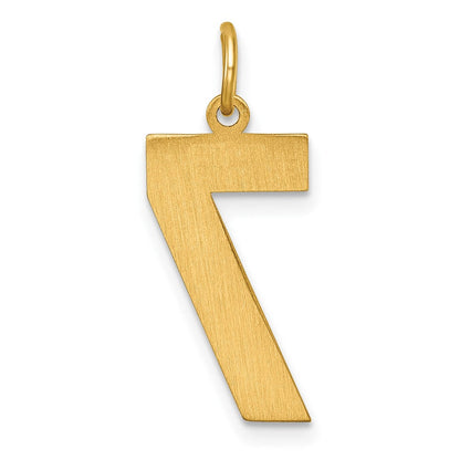 10K Gelbgold 10ky Casted Groß Diamantiert Zahl 7 Charm