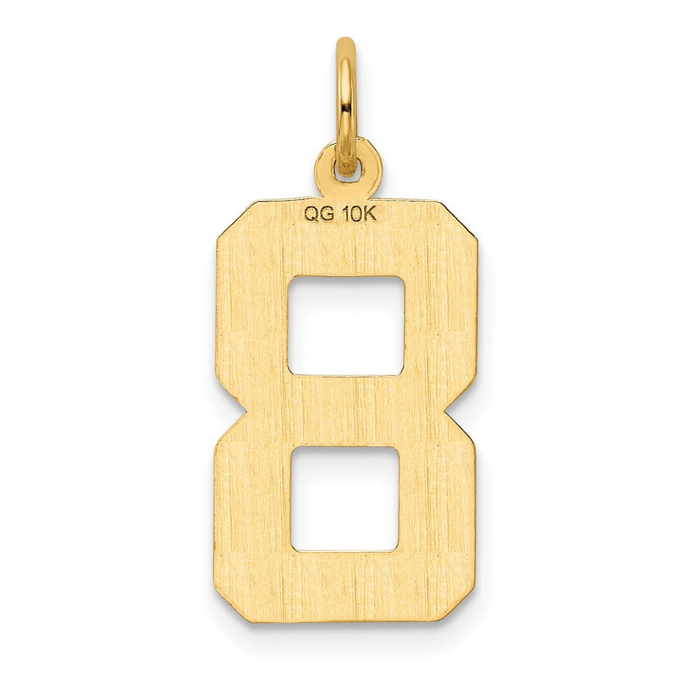 10K Gelbgold 10ky Casted Groß Diamantiert Zahl 8 Charm