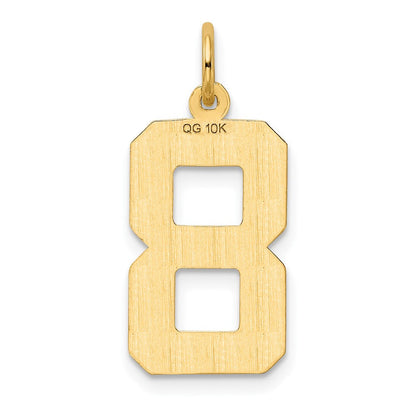10K Gelbgold 10ky Casted Groß Diamantiert Zahl 8 Charm