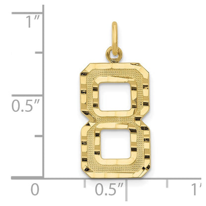 10K Gelbgold 10ky Casted Groß Diamantiert Zahl 8 Charm
