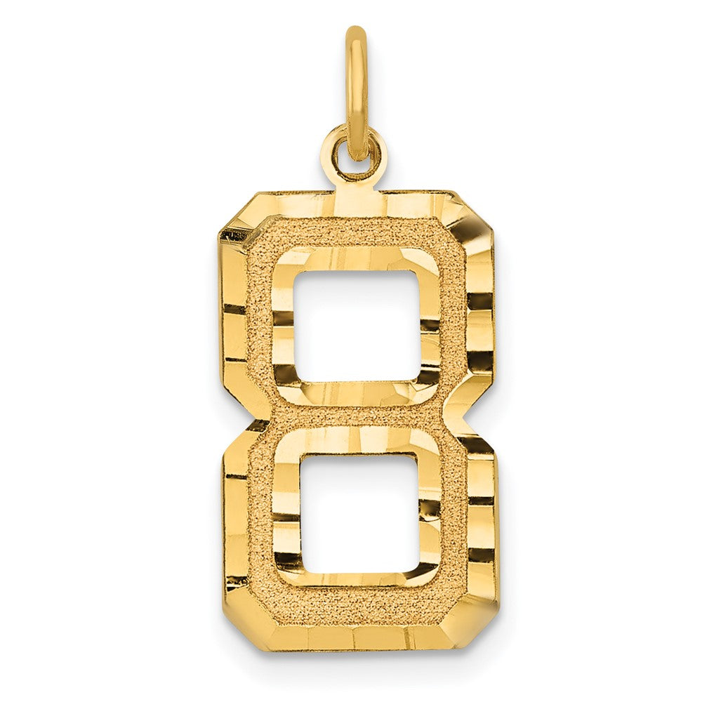 10K Gelbgold 10ky Casted Groß Diamantiert Zahl 8 Charm