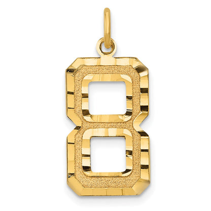 10K Gelbgold 10ky Casted Groß Diamantiert Zahl 8 Charm
