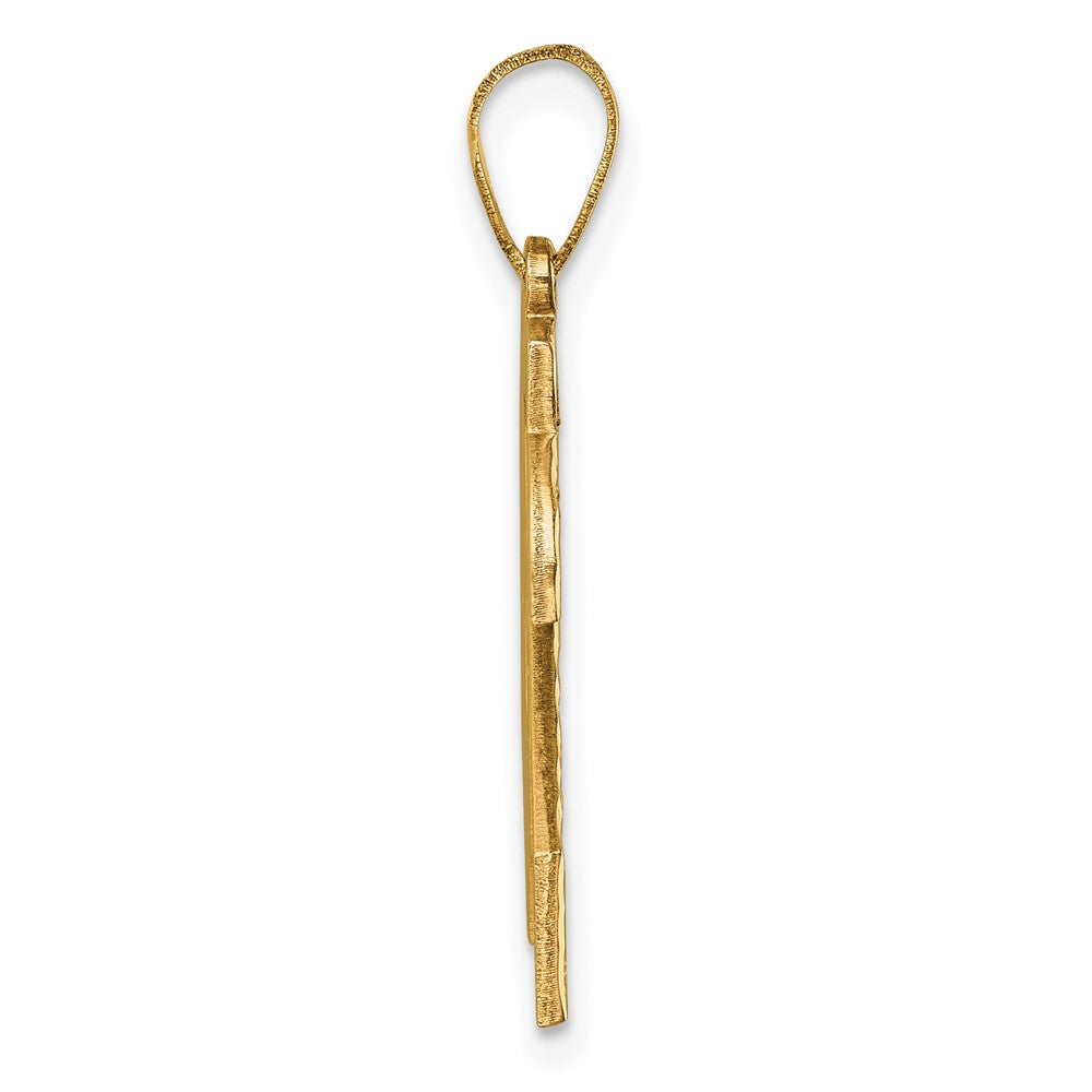 10K Gelbgold 10ky Casted Groß Diamantiert Zahl 24 Charm