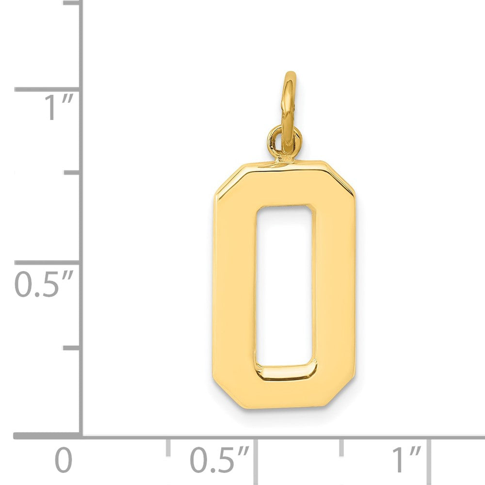 10K Gelbgold Groß Poliert Zahl 0 Charm
