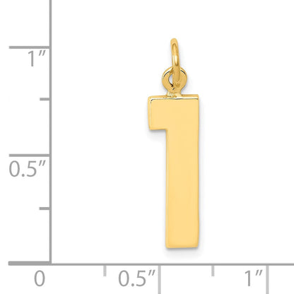 10K Gelbgold Groß Poliert Zahl 1 Charm