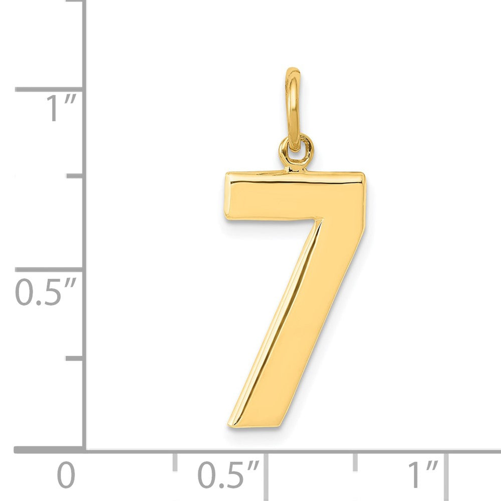 10K Gelbgold Groß Poliert Zahl 7 Charm
