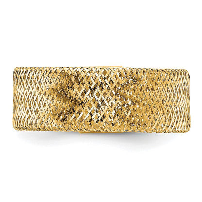 10K Gelbgold Poliert/textured Dehnbar Ring