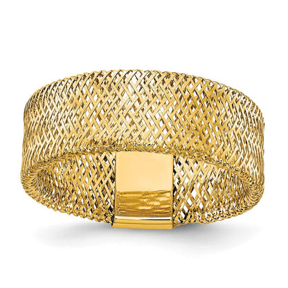 10K Gelbgold Poliert/textured Dehnbar Ring
