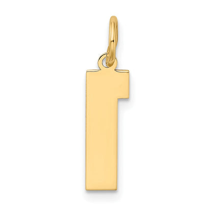 10K Gelbgold Mittel Satiniert Zahl 1 Charm