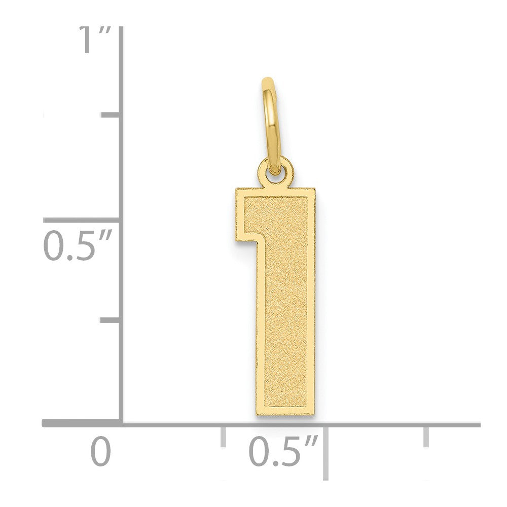10K Gelbgold Mittel Satiniert Zahl 1 Charm