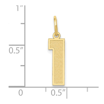 10K Gelbgold Mittel Satiniert Zahl 1 Charm