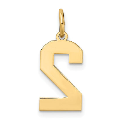 10K Gelbgold Mittel Satiniert Zahl 2 Charm