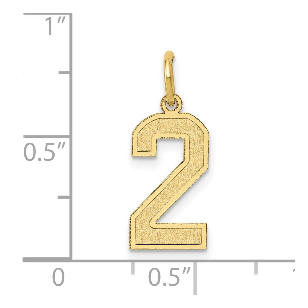 10K Gelbgold Mittel Satiniert Zahl 2 Charm