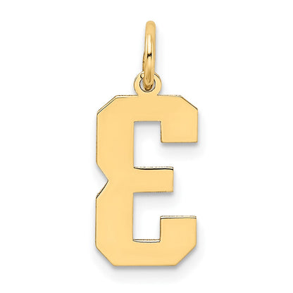 10K Gelbgold Mittel Satiniert Zahl 3 Charm