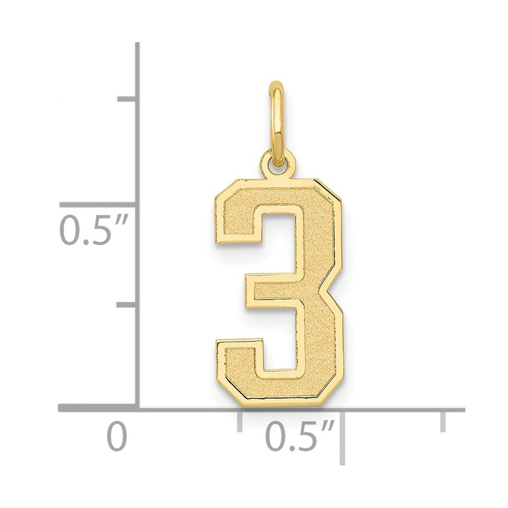 10K Gelbgold Mittel Satiniert Zahl 3 Charm