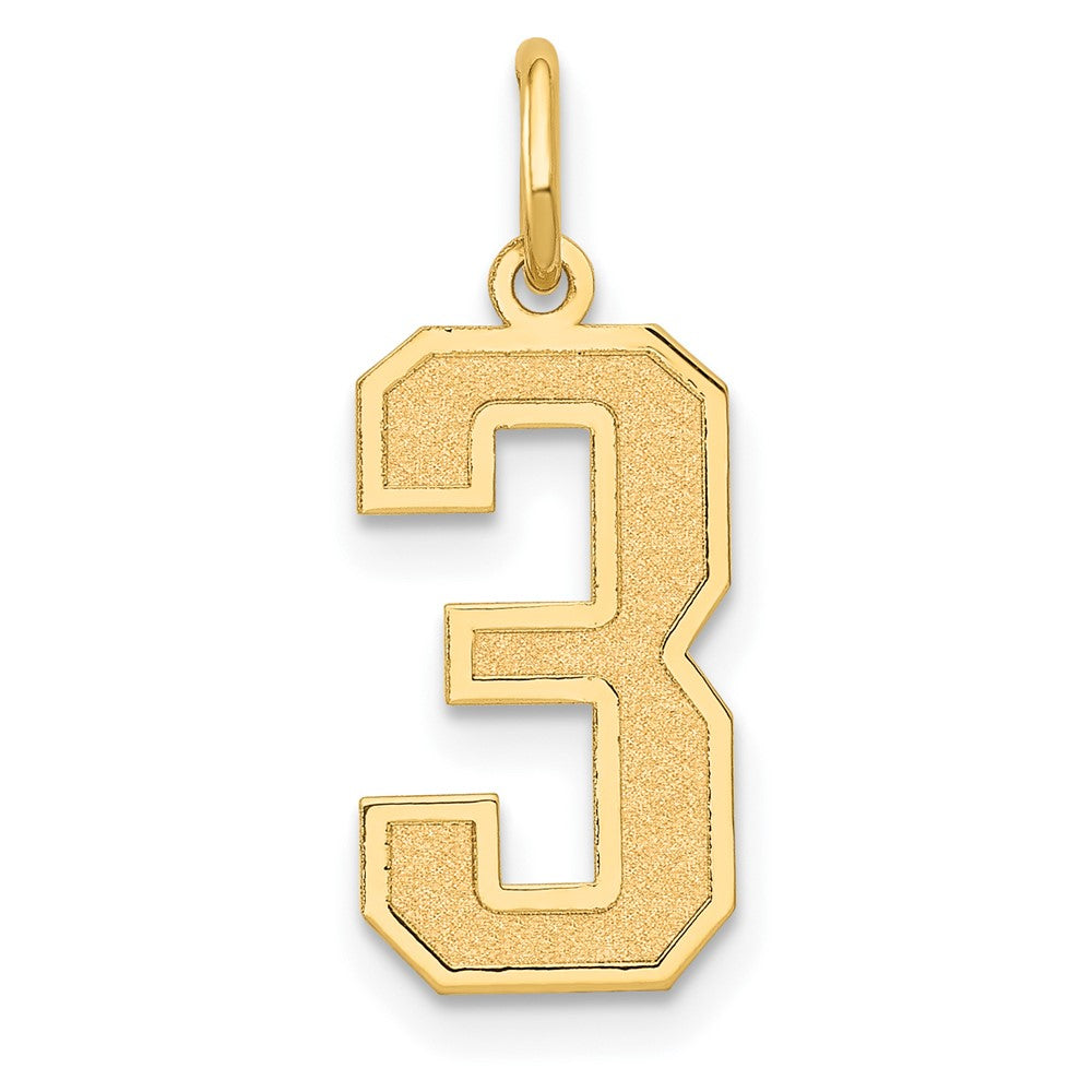 10K Gelbgold Mittel Satiniert Zahl 3 Charm