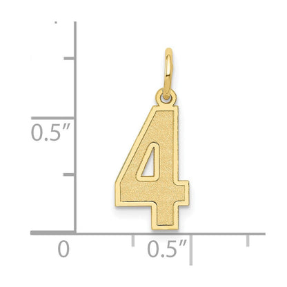 10K Gelbgold Mittel Satiniert Zahl 4 Charm