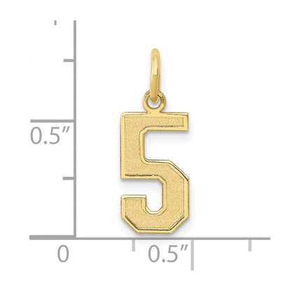 10K Gelbgold Mittel Satiniert Zahl 5 Charm