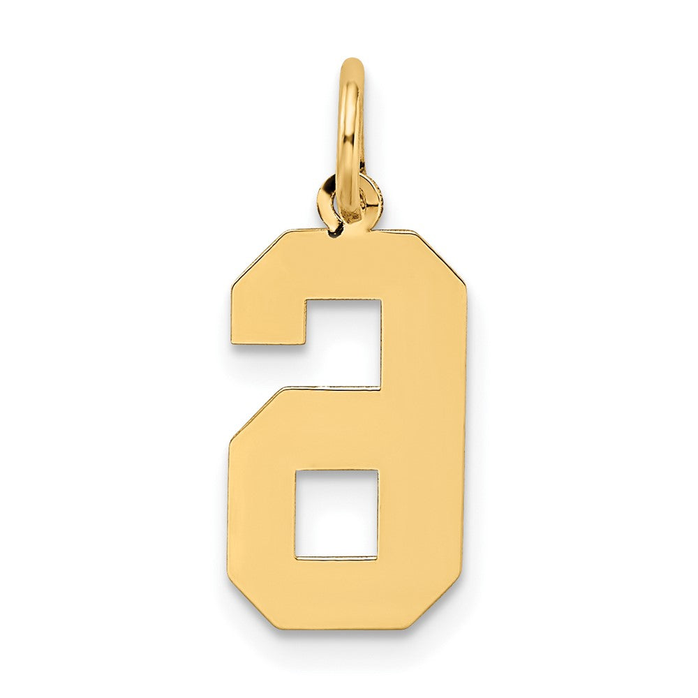 10K Gelbgold Mittel Satiniert Zahl 6 Charm
