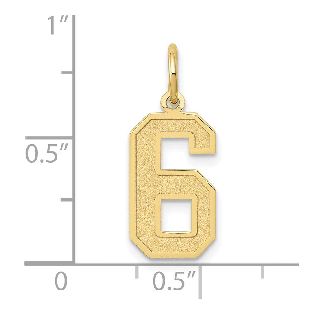 10K Gelbgold Mittel Satiniert Zahl 6 Charm