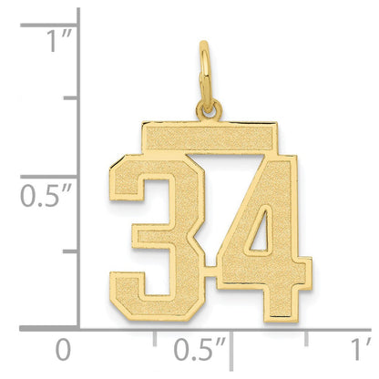 10K Gelbgold Mittel Satiniert Zahl 34 Charm