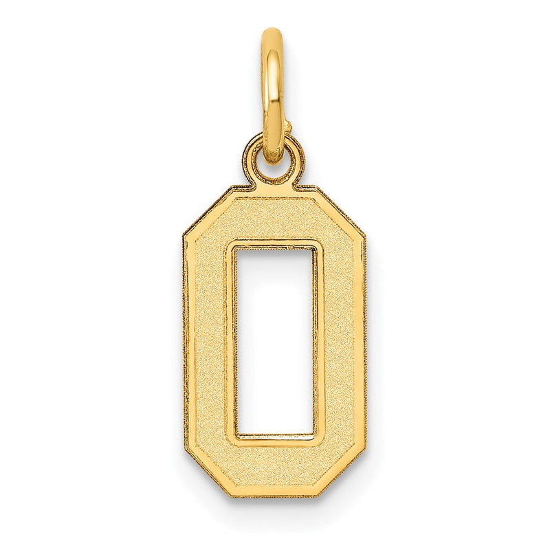 10K Gelbgold Klein Satiniert Zahl 0 Charm