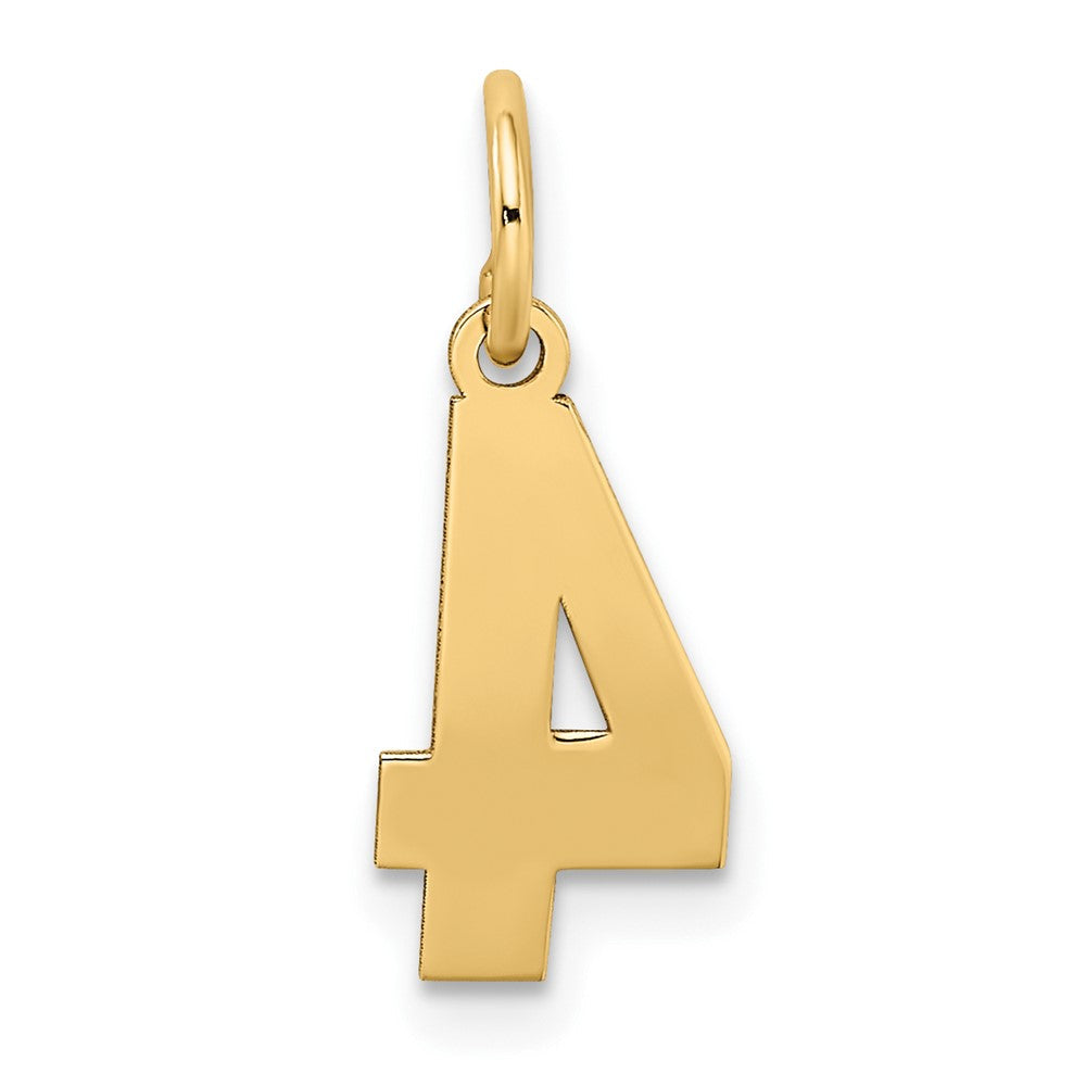 10K Gelbgold Klein Satiniert Zahl 4 Charm