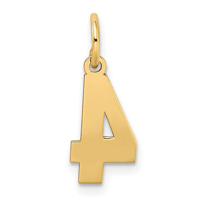 10K Gelbgold Klein Satiniert Zahl 4 Charm